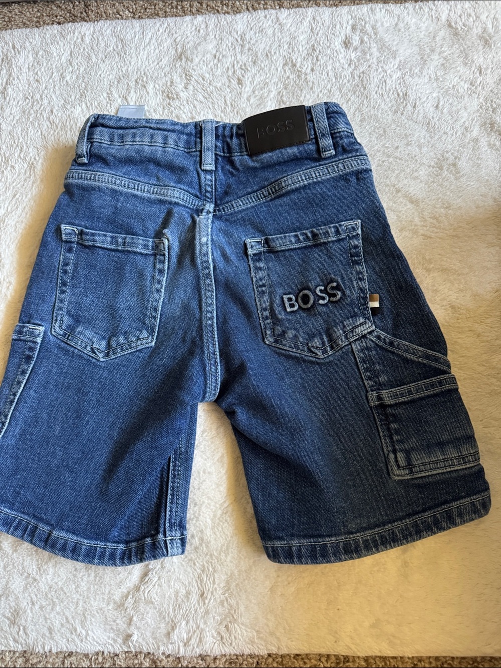 BOSS Dark Blue Denim Cargo Shorts